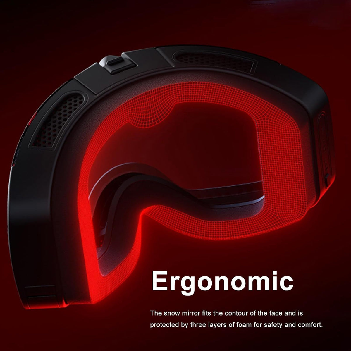 4K Camera Ski Goggles foam fit detail