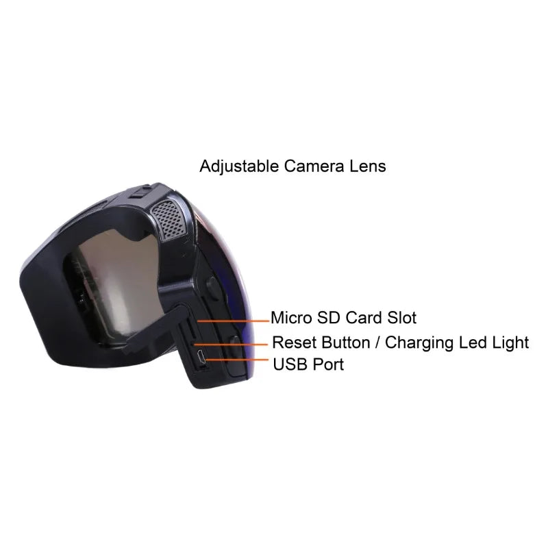 4K Camera Ski Goggles ports and microSD