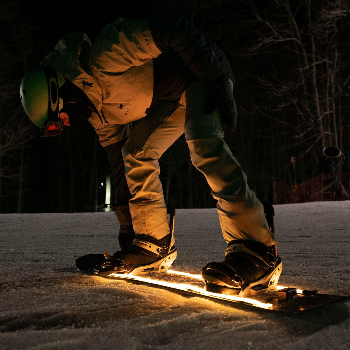 LED Snowboard Light Kit stance on snow