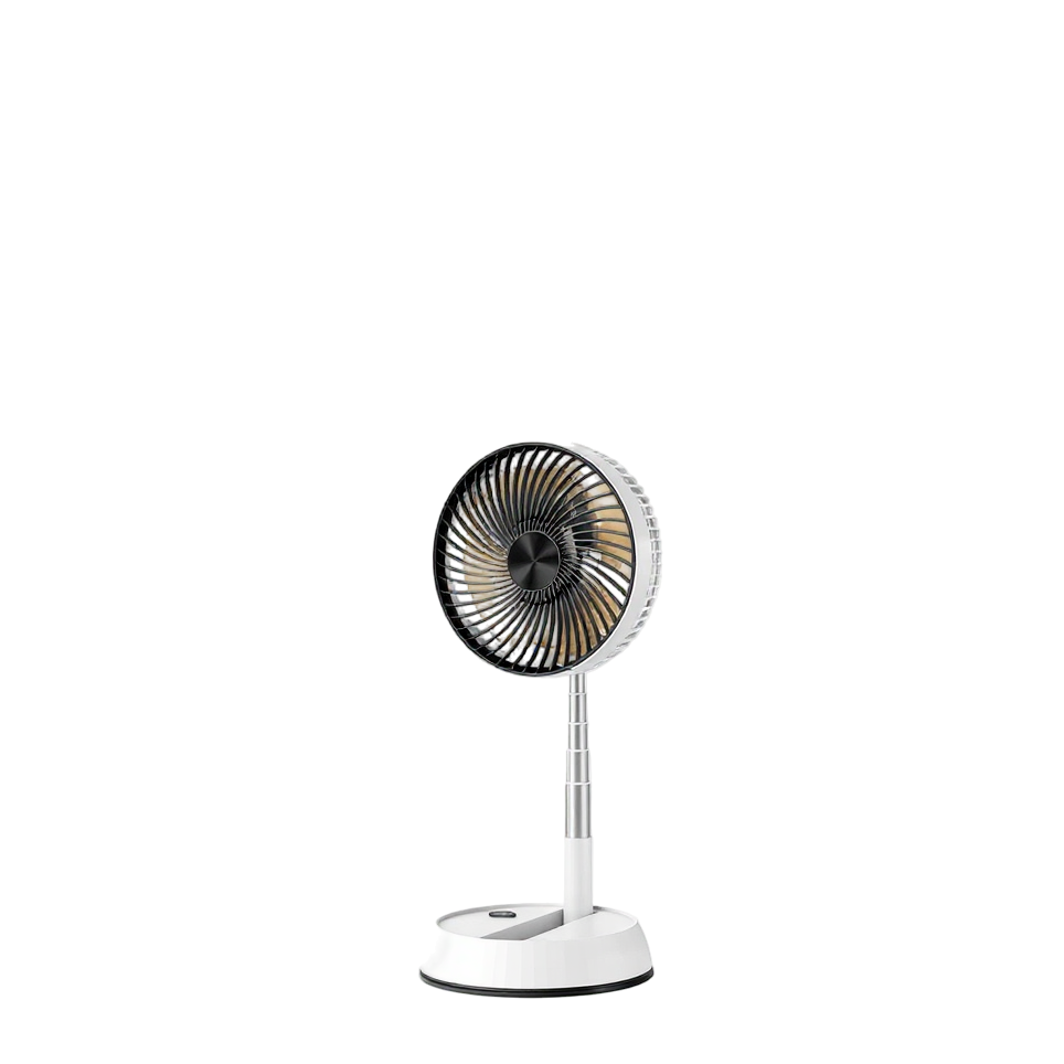 Portable oscillating fan fully extended, transparent