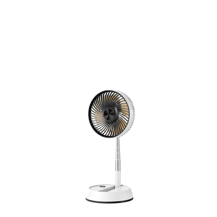 Portable oscillating fan fully extended, transparent